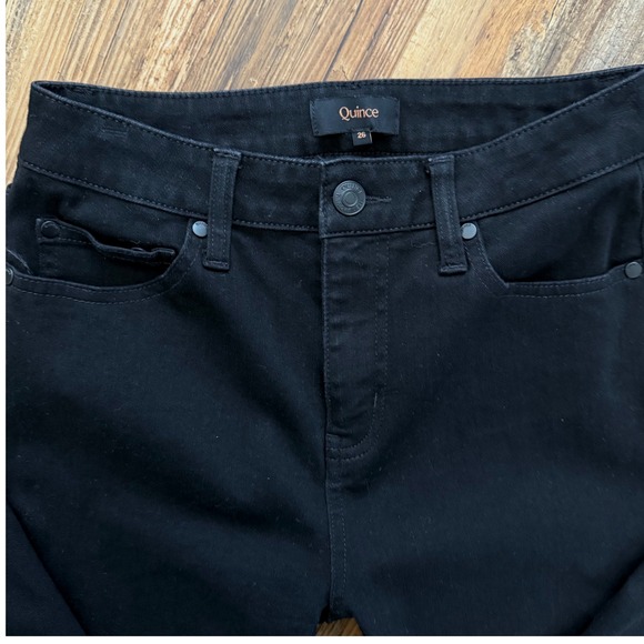 NWOT Quince Stretch High Rise Straight Jeans Women 26 Black Excellent - Picture 4 of 7